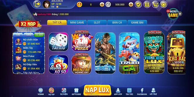 LUX39 - Sức hấp dẫn khó thể chối từ 1 Lux39 với giao diện game bắt mắt