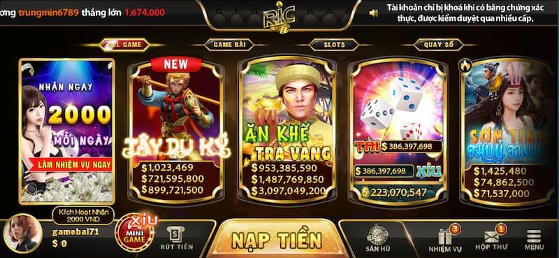 RicWin – Cổng game đổi thưởng đẳng cấp hàng đầu thị trường 2023 2 Giao diện đẹp, ấn tượng