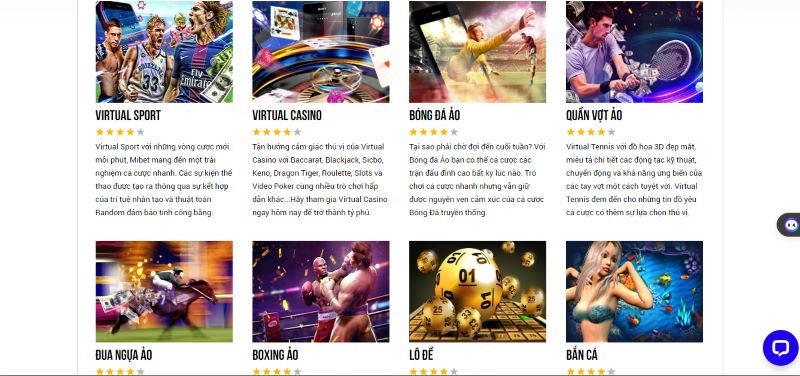 Nhà cái Mibet hội tụ hàng trăm game cá cược đẳng cấp nhất 2024 1 Kho sản phẩm cá cược tại Mibet